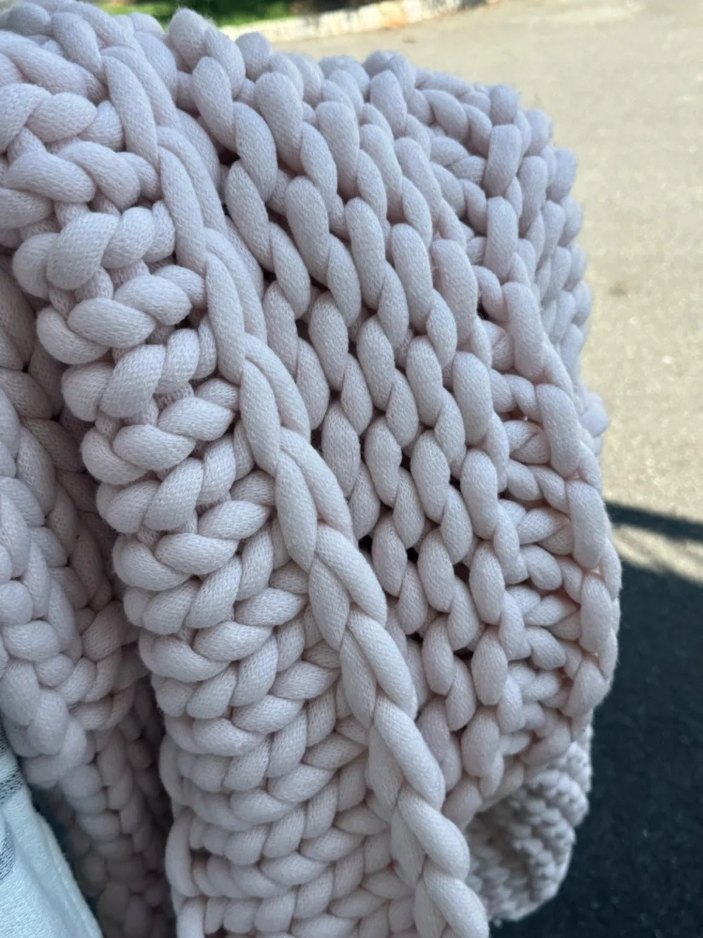 🎀 BRAND NEW Pottery Barn Teen Chunky Knit Throw Blanket - powdered blush